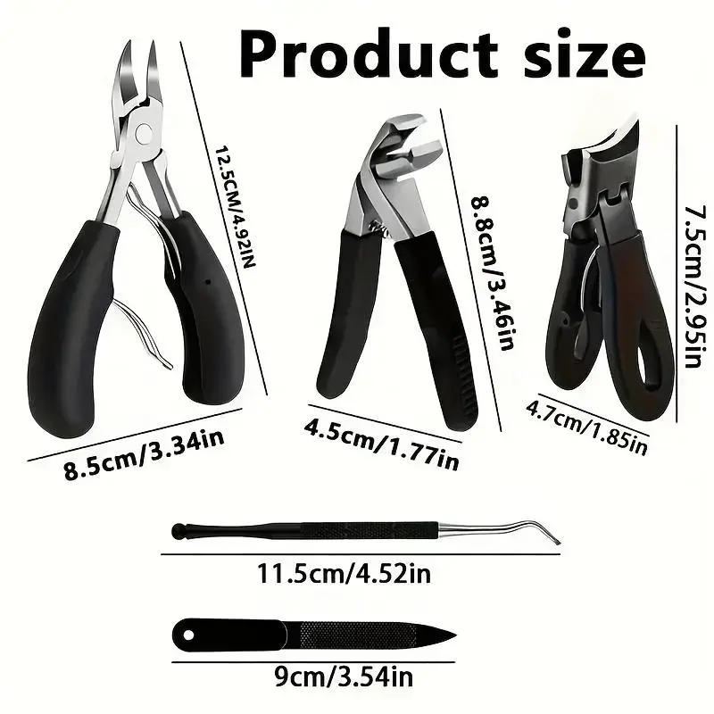 Professional Nail Clipper Set, 5-Piece Stainless Steel Nail Clippers, Nail File and Nail Pliers Manicure and Pedicure Kit for Home and Salon Use, Nail Care Tool #GLOBAL PICKS