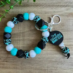 Beaded keychain, silicone beaded keychain, Western Beaded Keychain