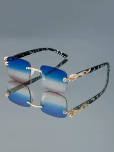 Stylish Retro Sunglasses Rectangular Rimless Glasses for Both Men And Women, Perfect for Everyday Casual Wear And Decoration, Trendy Beach Eyewear, Eyewear Shades