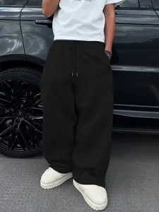 Deep Casual Joggers Pants, Loose Fit Street Style, Adjustable Drawstring Waistband, Comfortable Summer Wear for Daily Outing, Casual Sports Trousers, Wide Leg Sweatpants, Jogging Pants
