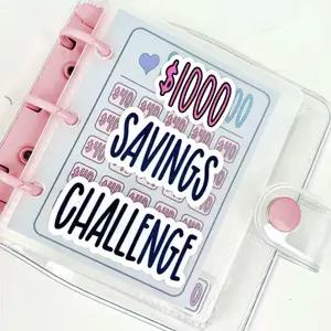 Saving Challenge Binder - Mini Portable Budget Binder, 1 Count Saving Money Budget Planner, 3 Ring Binder with Clear Cover, Reusable Cash Envelopes