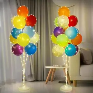 2 set balloon stand kit for floor with lights include 32pcs rainbow latex confetti balloons balloon column stand for wedding birthday party