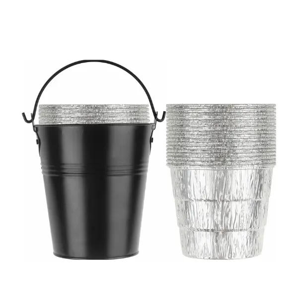 15 Pack Grill Grease Bucket Liners with Replacement Drip Bucket for Pellet Grills, Compatible with Traeger 20 22 34 and Pit Boss Smokers, Disposable BBQ Grease Catcher Set Black