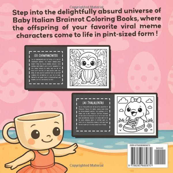 Baby Italian Brainrot Coloring Book: Viral TikTok Meme Cute Creatures Like Los Crocodilitos, Las Tralaleritos, Los Tung Tung Sitos, Bold Lines, Relaxation & Fun for All Ages!