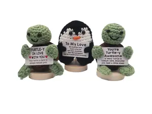 3 Collectible Dolls Positive Crochet Animals Handmade Crochet Turtle Inspirational Gifts for Love Ones with Clear Gift Box Motivational for Women Men Teens