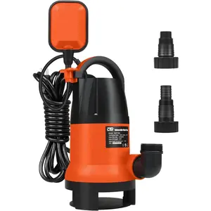 Sump Pump,  1HP 3700GPH Submersible Clean/Dirty Water Pump with Automatic Float  for Pool, Pond,Garden, Flooded Cellar, Aquarium and Irrigation (Orange)