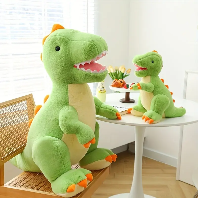 Adorable Green T-Rex Plush Pillow - Soft Polyester Dinosaur Toy, Perfect for Birthday & Christmas Gifts
