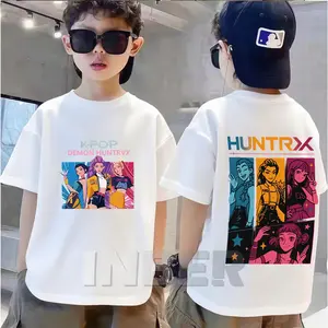 24hr Shipping – Kids Casual Cotton Tee, Cute Cartoon Print, Washed Round Neck Short Sleeve, Loose Fit, Comfy & Stylish, 100-160cm