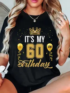100% Cotton cotton It's My 60th Birthday Party Years Old Birthday For Men T-Shirt casual Fashion graphic tees women
