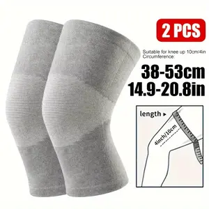 Unisex Bamboo Charcoal Elastic Compression Knee Pads 2-Pack, Gray One Size Knee Support Sleeve for Sports Workout Yoga Daily Protection