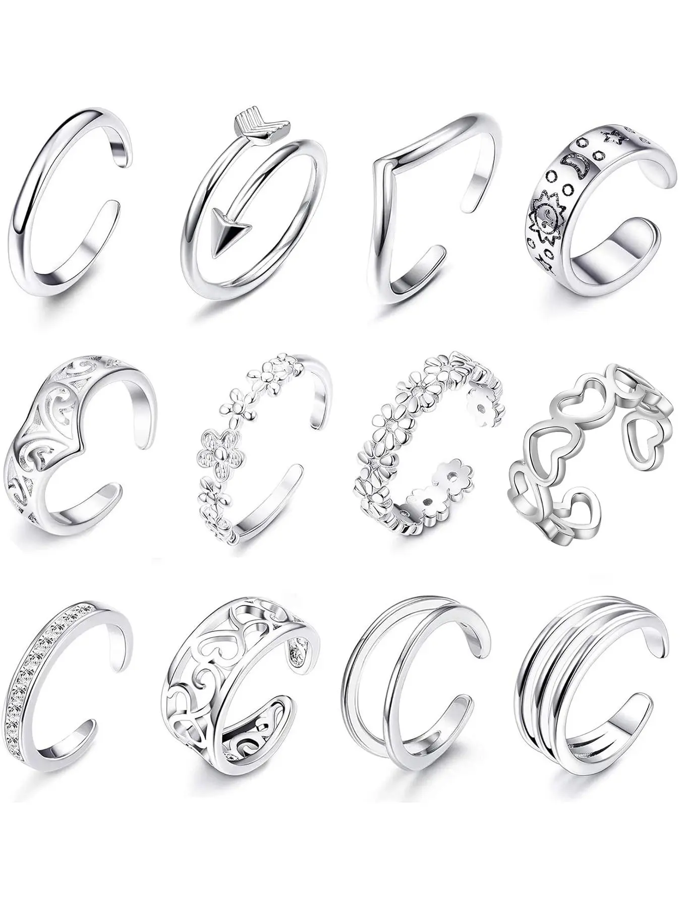 Fashion Sunflower & Heart Design Toe Ring, Fashion Artificial Zircon Inlaid Toe Ring for Women & Girls, Trendy All-match & Exquisite Jewelry for Birthday Gift, Fashion Stackable Rings, Elegant Fashion Rings