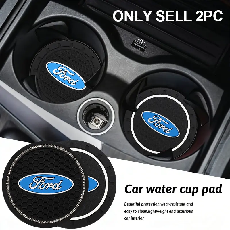 2Pcs Silicone Car Coaster Mat Water Cup Cushion Auto Anti Slip Pad Interior Decoration Accessories For Subaru BRZ Outback WRX Ascent Levorg Forester XV Crosstrek Impreza Solterra REX Legacy Exiga Tribeca Car Interior Decorative