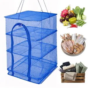 1pcs 3-Layer Foldable Food Drying Rack with Zipper, Hanging Mesh Dehydrator Net for Fish, Shrimp, Meat, Fruits & Herbs, Collapsible Outdoor Drying Basket