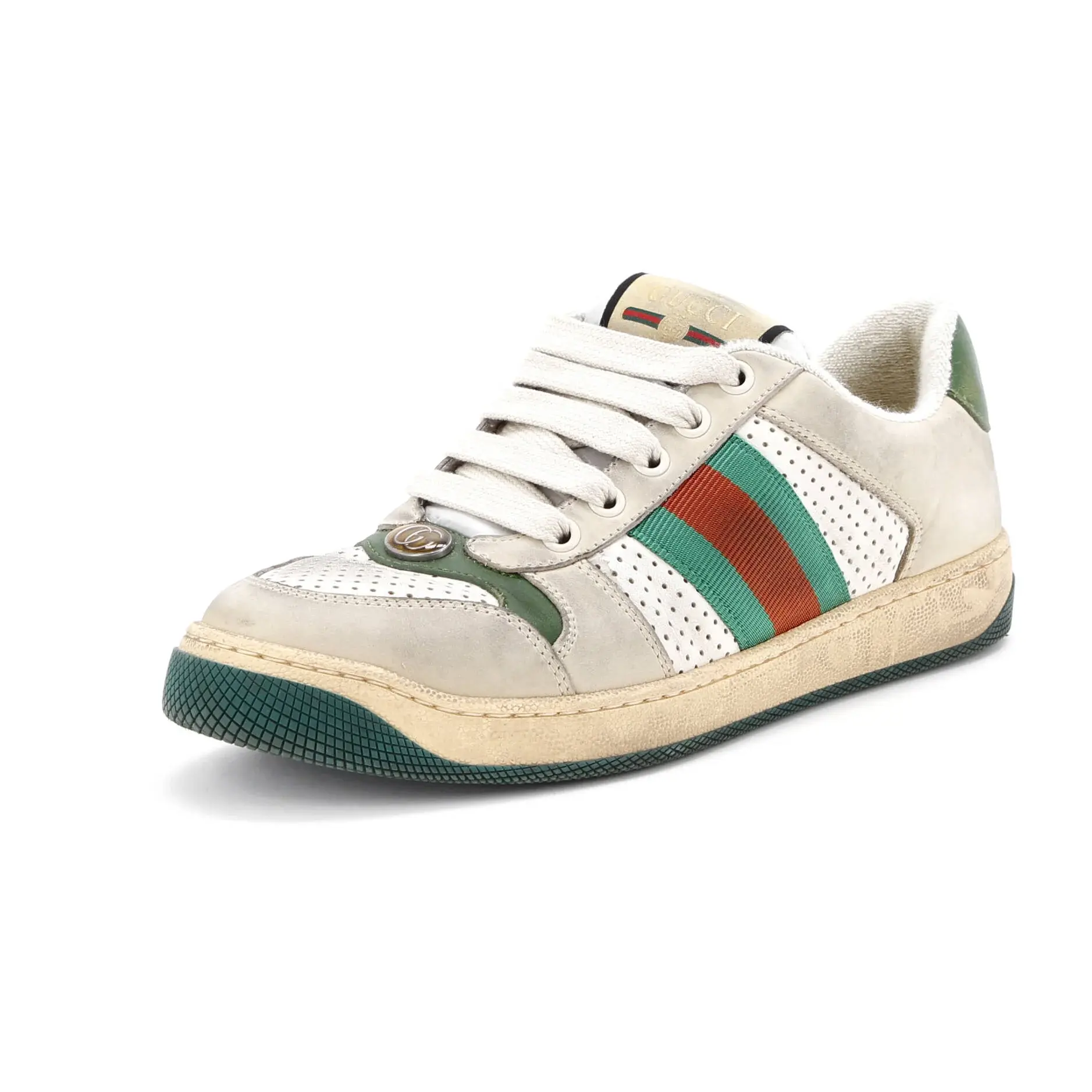 Pre-owned Gucci Screener Sneakers Fabric and Leather by Rebag