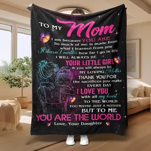 To My Mom Letter Pattern Blanket, Soft Throw Blankets, Air-Conditioned Room Blanket, Warm Nap Blanket For Home Office Travel Camping