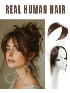 Human Hair Clip In Dark Brown Bangs for Women Soft Layered Fake Bangs with Feathered Fringe Easy Clip-On Design for Daily Wear Real Human Hair brown jet black natural balck for Halloween Christmas party