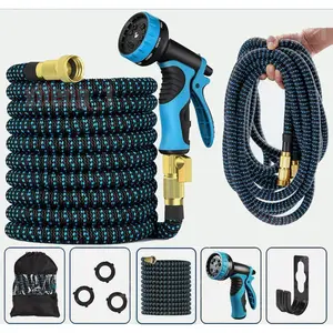 50ft Expandable Garden Hose Lightweight Triple Layer Latex Core with 10 Function Spray Nozzle for Gardening Car Wash Watering Durable USA Shipped