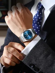 Men's Luxury Watch, Casual Trendy Wristwatch, Waterproof Night Light Function, Date & Week Display, Stainless Steel Strap, Casual Quartz Movement, Ideal Festival Gift