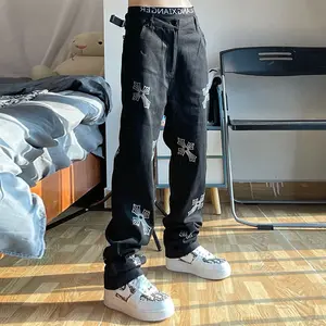 Men's Cross Rhinestone Loose Fit Jeans