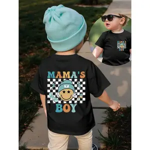 [mama's boy] T-shirt,2-10 y round collar short sleeve T-shirt, 100% cotton, interesting printing coat, black, white