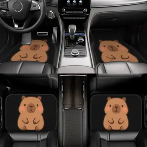4pcs capybara Car Floor Mat Easy Clean Interior Accessories | Universal Fit for Most Vehicles