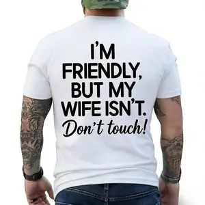 Friendly Yet Unfunny Wife Warning TShirt Men Casual Streetwear Hoodie Cozy Loose Pullover Fall Outfit