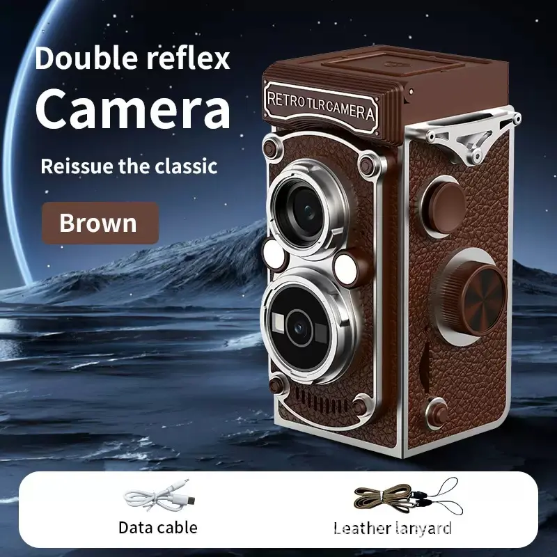 Vintage TLR Digital Camera LK-019 Dual Lens Night Vision Fill Light Type-C Charging Support 64GB TF Card Compact Retro Style Mini Camera for Outdoor Street Shots