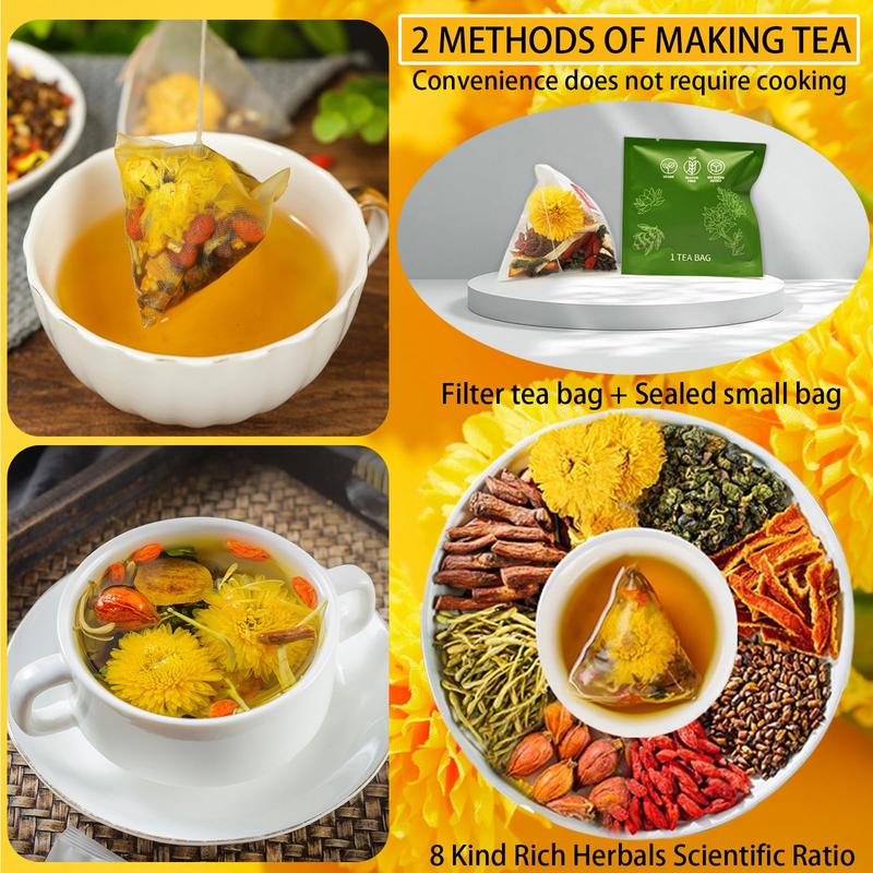 GOJI BERRY TEA 8 CHINESE HERBAL INGREDIENTS BLEND,DANDELION WOLFBERRY ORGANIC, CASSIA SEED, CHRYSANTHEMUM, HONEYSUCKLE, TEA LOOSE LEAF (3BOX(45BAGS))