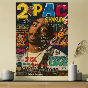 2D Flat, 1 Piece Hip-Hop Poster - Frameless Canvas Wall Art Print, Featuring 2Pac Lyrics, Modern Rap Music Decoration, Suitable for Home, Office, Dorm - Birthday/Christmas Gift for Rap Fans - Retro Rap Poster - Urban Hip-Hop Culture Art Print - High-Quali
