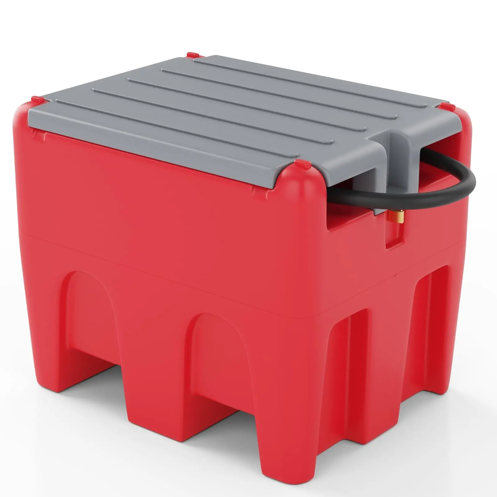 GARVEE 106 Gallon Portable Fuel Tank for Gasoline and Diesel with 12V 10 GPM Transfer Pump, 13.1ft Rubber Hose, and Auto Fueling Nozzle in Red