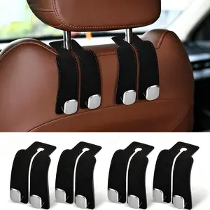 Bling Car Headrest Hooks 2-Pack, Suede Leather Heavy Duty Hanger for Handbags Coats, Bling Car Accessories for Women, Clutter-Free