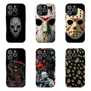 Horror Mask Phone Case Friday the 13th Horror Aesthetic Design Compatible for iPhone 17 16 15 14 13 12 11 and for Samsung S21-S25 Ideal Gift for Boys/Girls