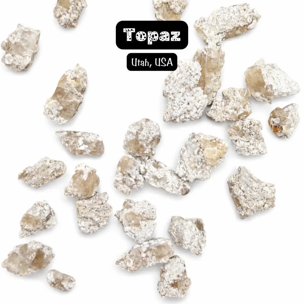 GEM JAR Utah Topaz Crystals - 2-3pcs - Natural Topaz - Rough Topaz Crystals