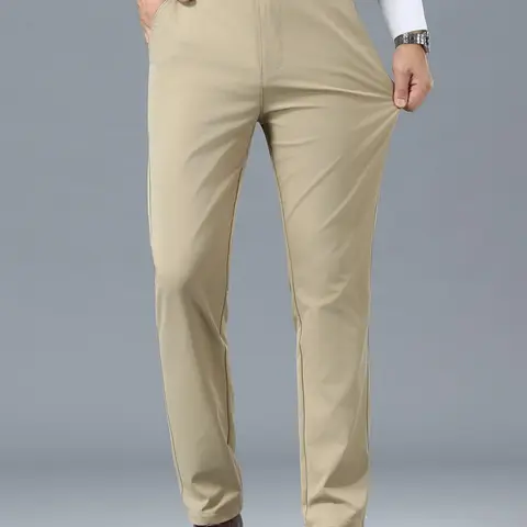 Men's Solid Color Fabric Suit Pants, Regular Fit Casual Comfy Trousers for Work Office Business, Men's Suit Pants for All Seasons, Menswear Modern Slim Fit