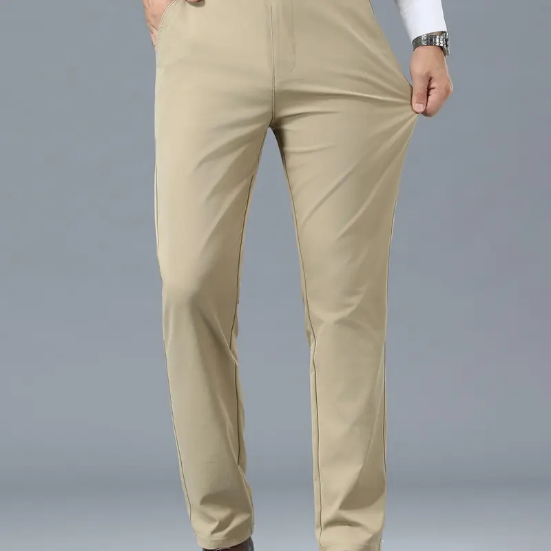 Men's Solid Color Fabric Suit Pants, Regular Fit Casual Comfy Trousers for Work Office Business, Men's Suit Pants for All Seasons, Menswear Modern Slim Fit