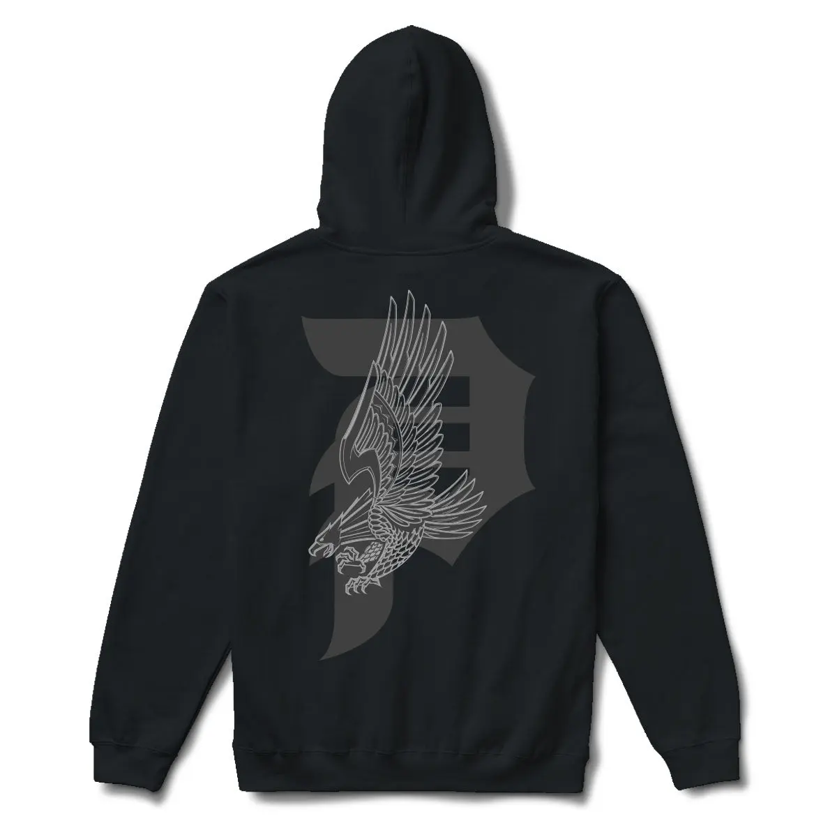 Men's Regular Fit Cotton Fabric Pullover Hoodie with Eagle Screen-Print Design