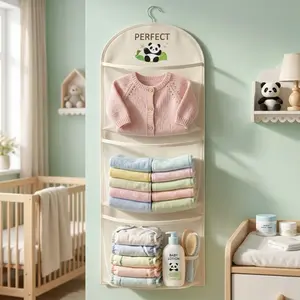 3-Layer Hanging Underwear, Socks And Bra Storage Mesh Bag - Suitable For Dorm And Home Wall-Mounted Transparent Pocket Design | Multi-Layer Clothing