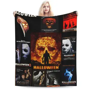 Rob Zombie Horror Movie Blanket Lightweight Flannel Halloween Christmas Throw Blanket, Killer Movie Blanket for Bed, Sofa, Bedroom, Living Room Gift 50" x 40"
