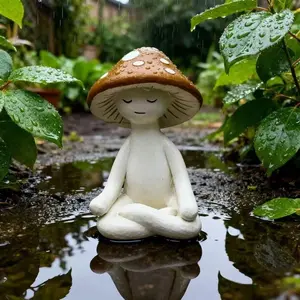 Kawaii Mushroom Figurine Home Decor Statue Spiritual Meditation Decor Yoga Zen Decorative Ornament for Desk & Room Decor
