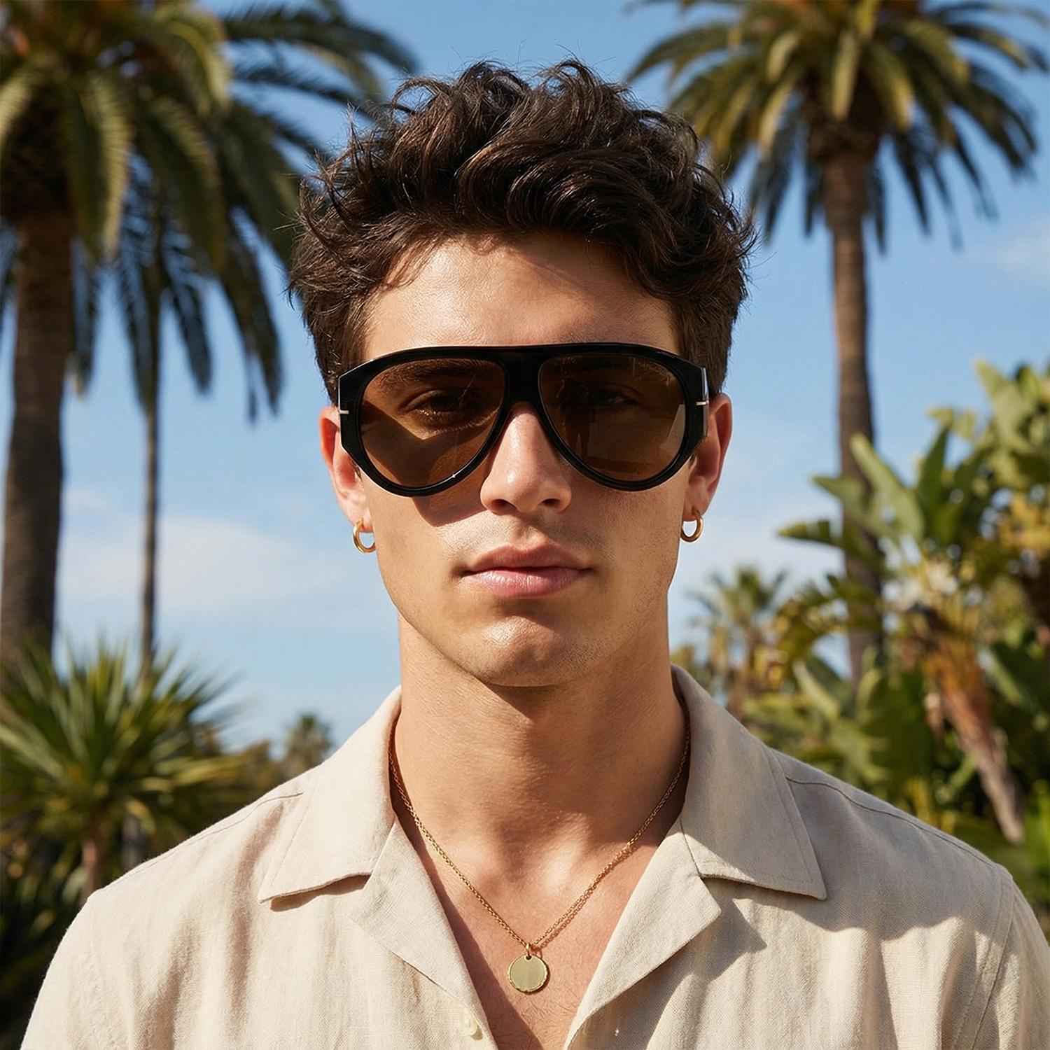 Retro Oversized Aviator Sunglasses, Unisex Large Frame Fashion Eyewear, Punk Windproof Shades, Trendy Beach Travel Accessories, Classic Vintage Sunglasses for Women Men, Daily Party Outdoor Eyewear