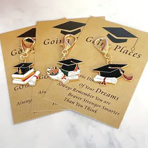 10pcs Graduation Cap Keychain Set, 2026 Graduate Commemorative Metal Keyring with Inspirational Card, Durable Bag & Car Key Decoration, Gift for Adults Graduates Her Him, US Graduation Season for Anniversary
