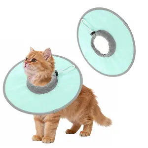 PETAXCELL Elizabethan Collar, Cat Cone Collar Pet Cones Cat Recovery Neck Donut Waterproof Adjustable Soft(Polyester, XL,Green) for Cats Small Dogs after Protective