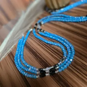 Midnight Ripple Authentic Tie-On Waistbeads 50-60 Inches Handcrafted Glass Seed Beads Adjustable Fit Ethical & Cultural Symbolic Color Meanings