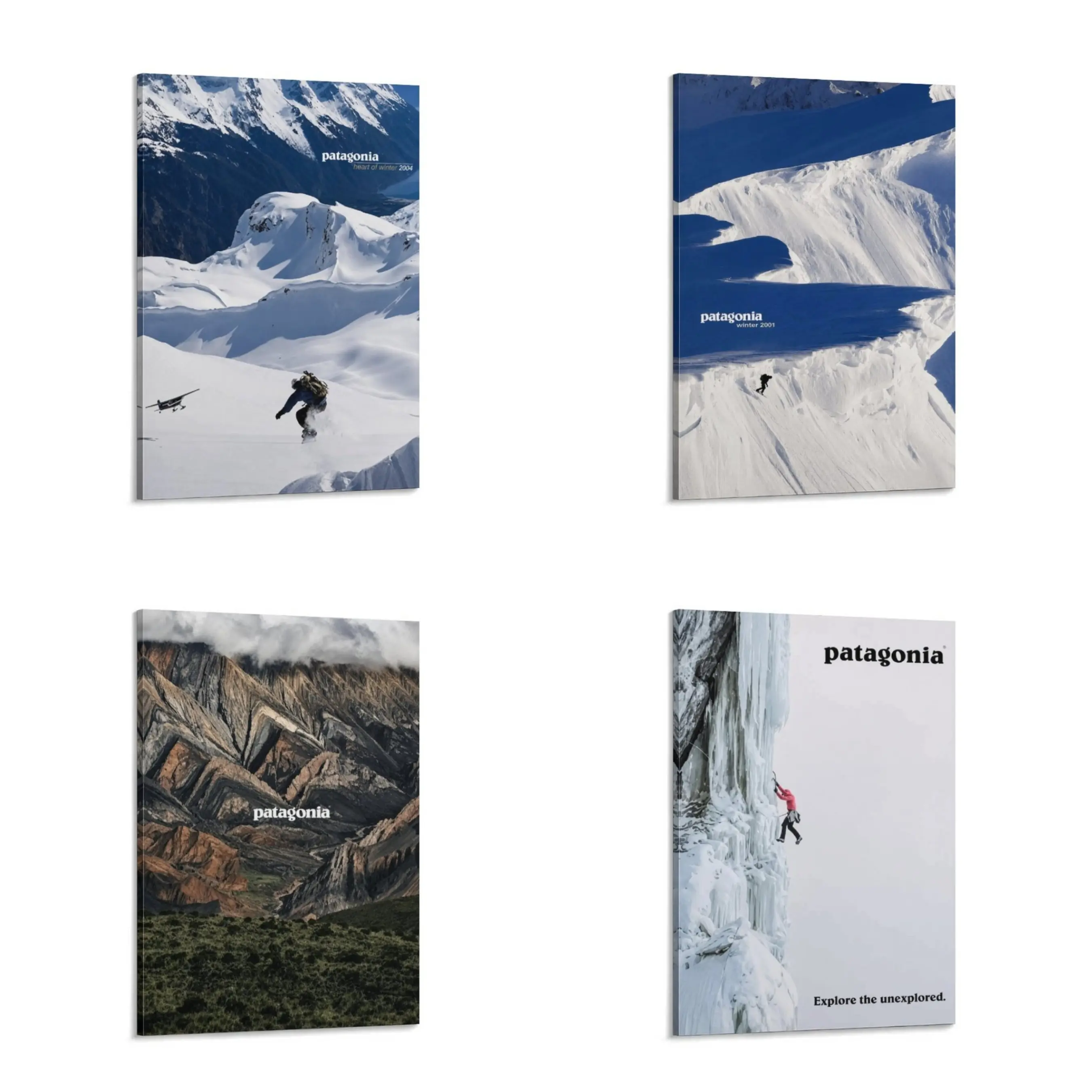 Wilderness Landscape Canvas Poster Print - Ski & Ice Climb Mountain Adventure Wall Art for Cabin, Living Room, Outdoor Travel Enthusiasts' Gift