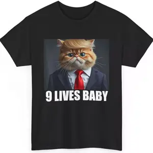 Cat Trump 9 Lives Baby T-Shirt, Funny Cat Trump 9 Lives Baby Tee Shirt