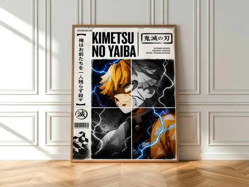 Demon Slayer Zenitsu Poster – Kimetsu No Yaiba Anime Wall Art, Lightning Aesthetic Print, Manga Style Decor