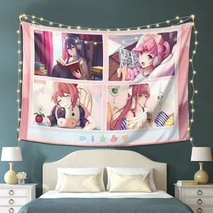 Doki doki literature club series tapestry, vertical hanging decoration, suitable for game rooms, dormitories, music lovers - home decoration, ideal for holidays, birthdays, Halloween, anniversaries.