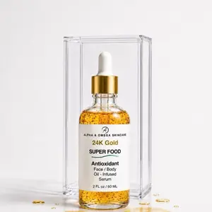 Superfood Facial Oil - 24K Gold Infused Antioxidant Serum, Deep Hydration with Visible Glow, Non-Greasy with Botanical Blend for Fine Lines & Wrinkles - 60 ML