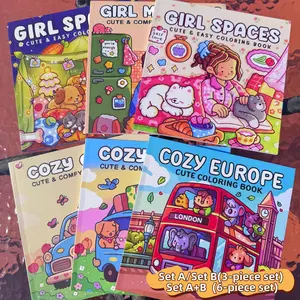 3/6 Piece Multi-Theme Cute Coloring Book Set, Rich Patterns, Enjoy Painting Process, Stress Relief Drawing, Perfect for Daily Leisure, Art Sketchbooks