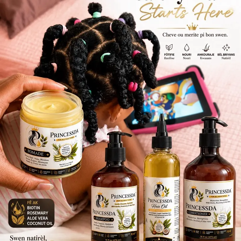 Lidara 4-Piece Biotin & Rosemary Hair Care Set | Shampoo 16oz, Conditioner 16oz, Hair Oil 4oz & Pomade 4oz